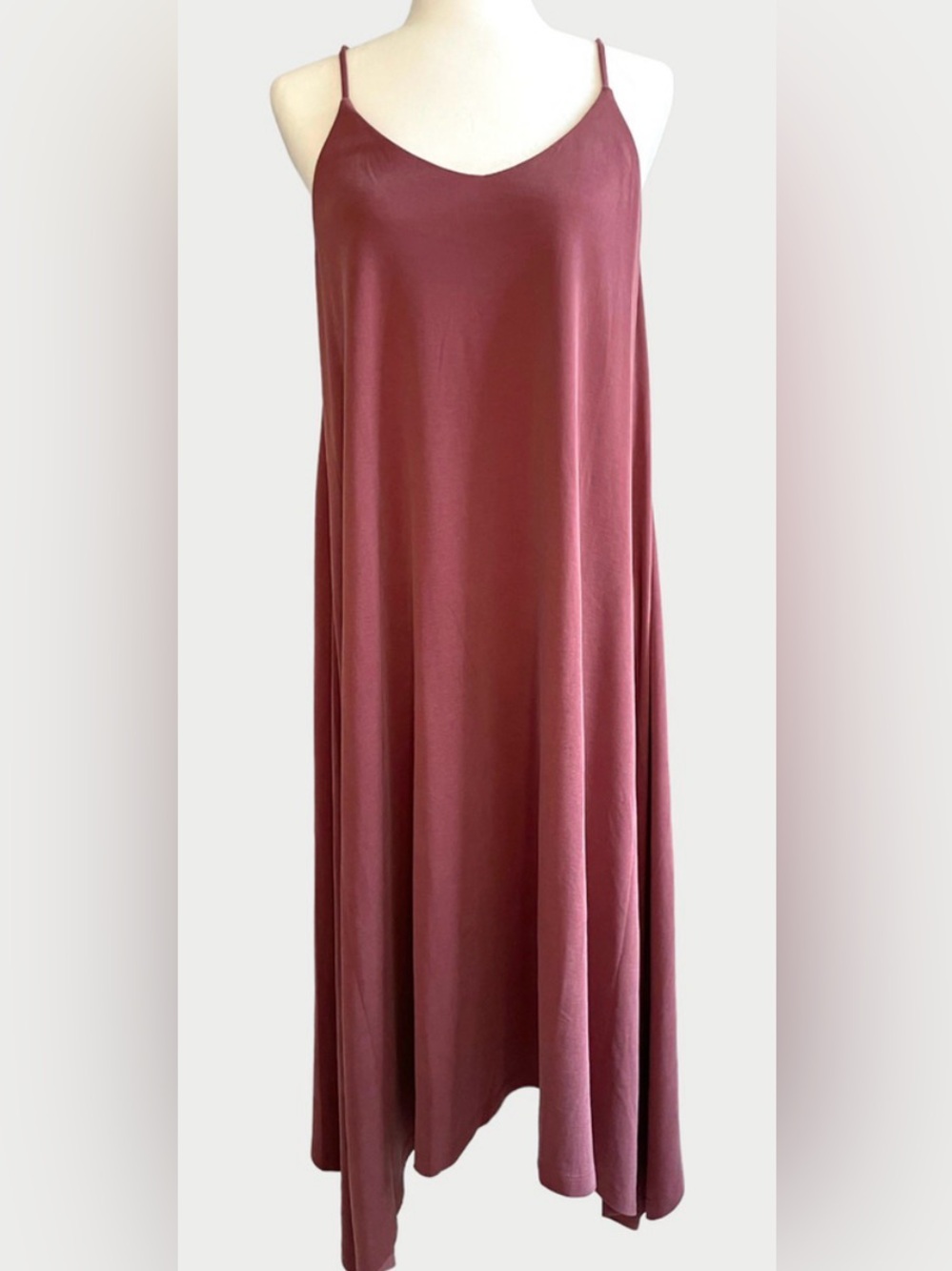 Joie Spaghetti Strap Pullover Flowy Midi Dress Raspberry XS Lagenlook Minimalist
